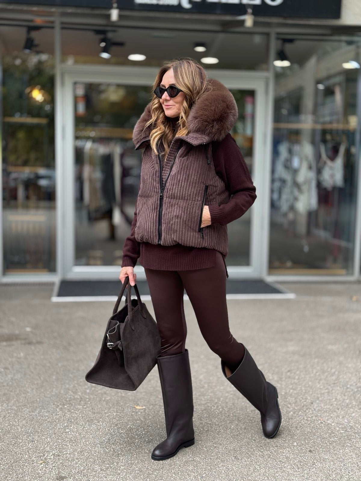FLO CLO GILET AMINA TEX MARONE