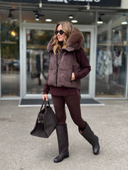 FLO CLO GILET AMINA TEX MARONE