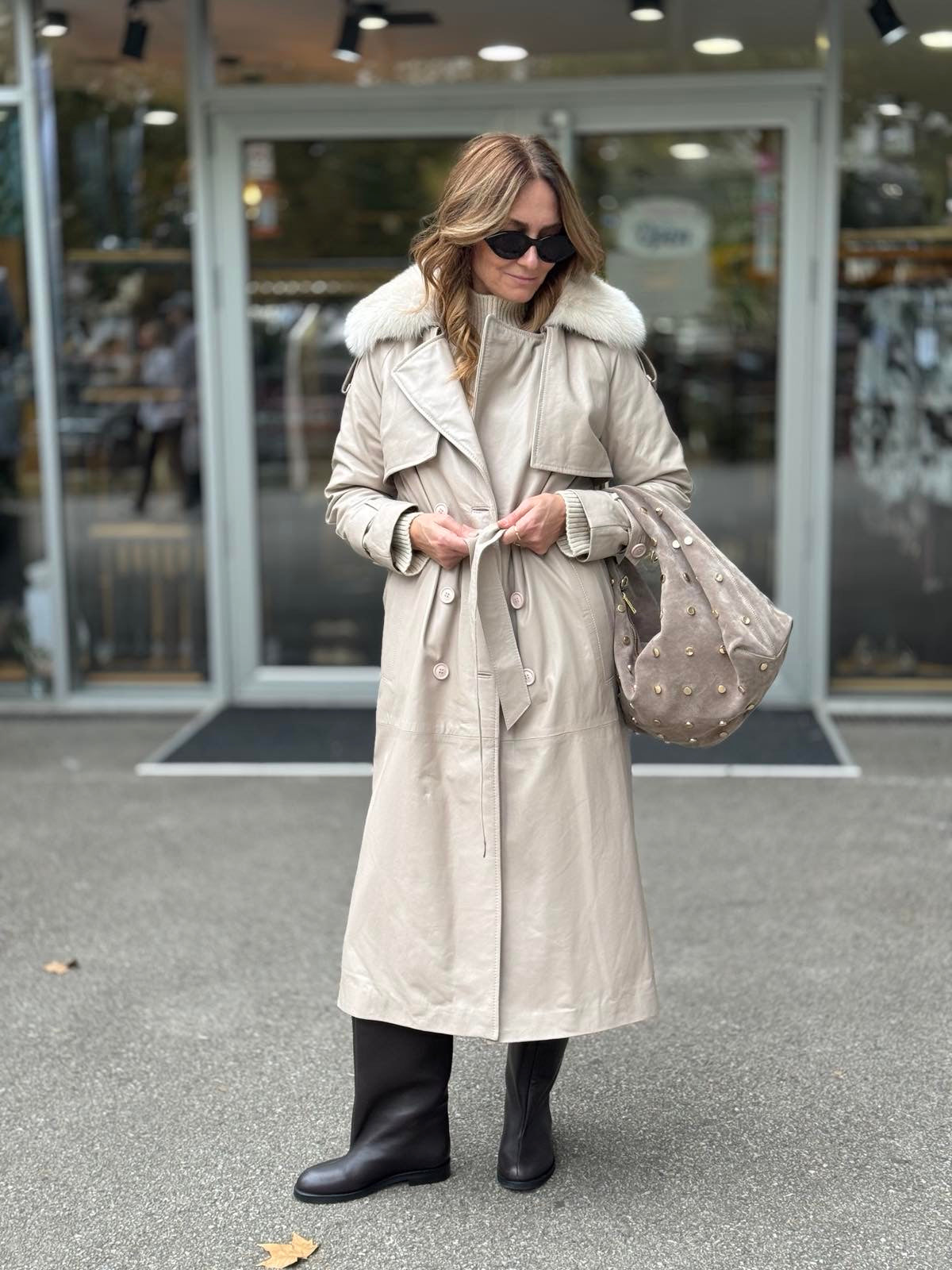 FLO CLO JAKNA KARMEN LUNGO PELLE BEIGE