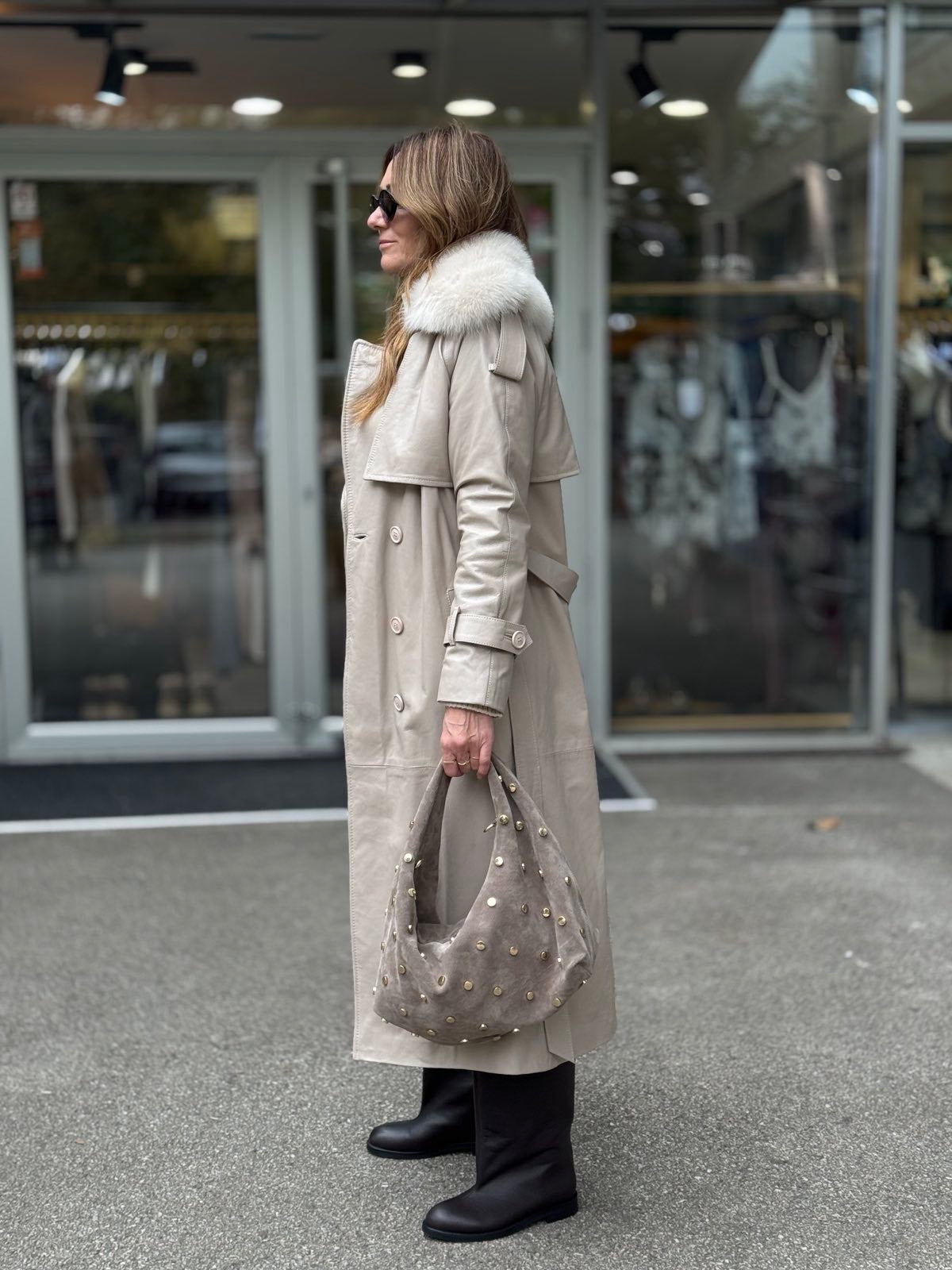 FLO CLO JAKNA KARMEN LUNGO PELLE BEIGE