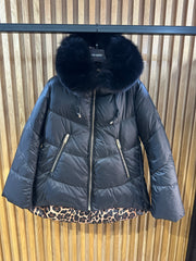 FLO CLO JAKNA CLIZIA DOUBLE NERO LEOPARDO